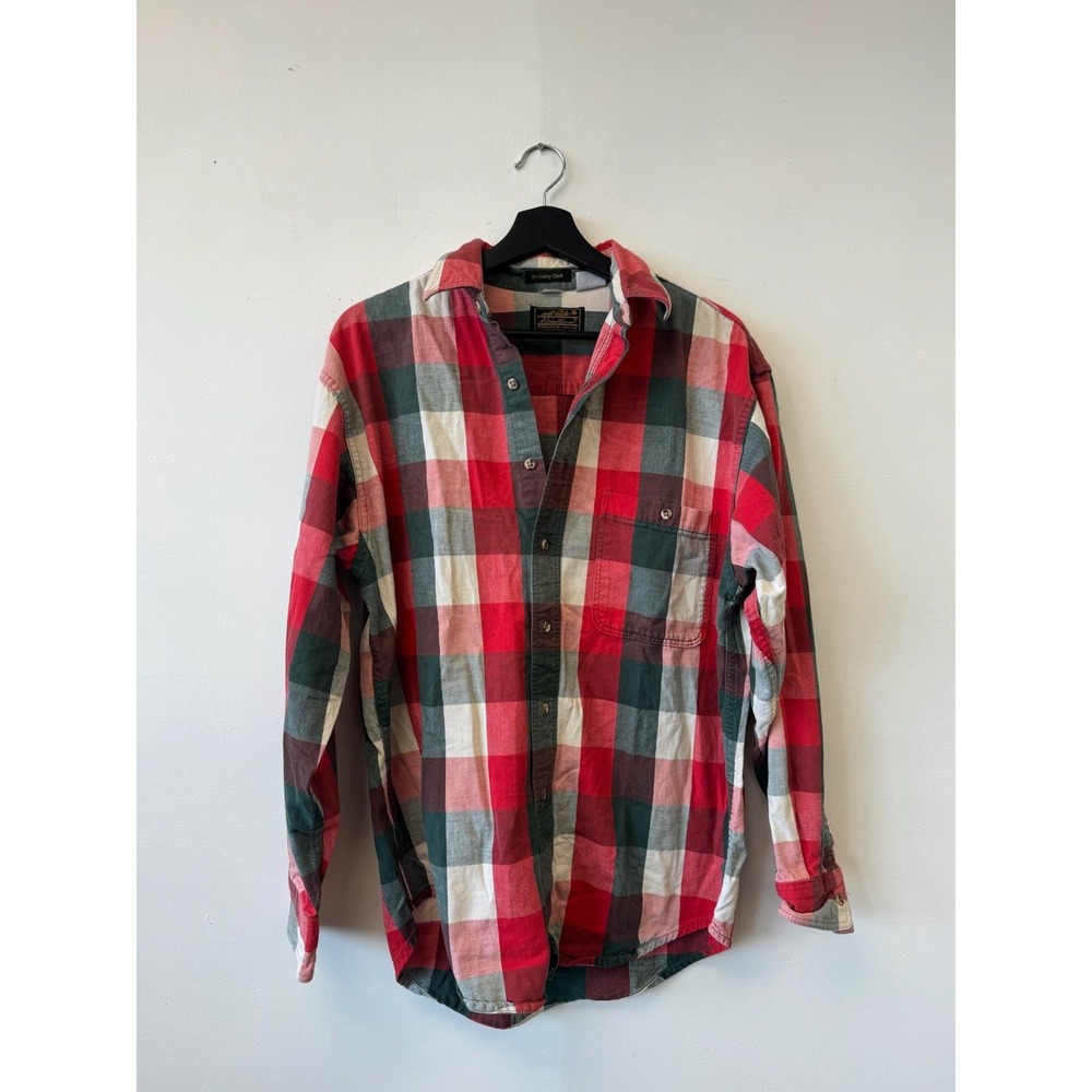 VINTAGE Eddie Bauer Shirt Mens Medium Flannel Plaid Popover Outdoor 90s McKinley
